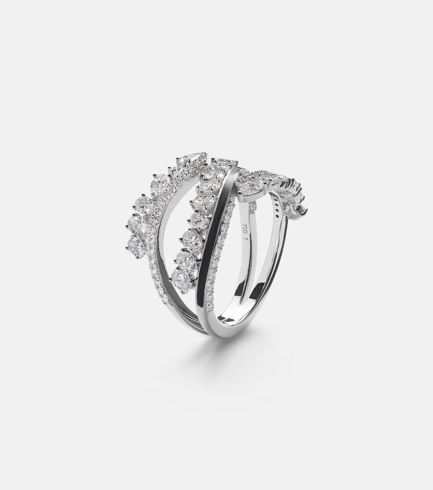  Kamyen Kamyen Twist 18kt White Gold And Enamel Ring With Diamonds 