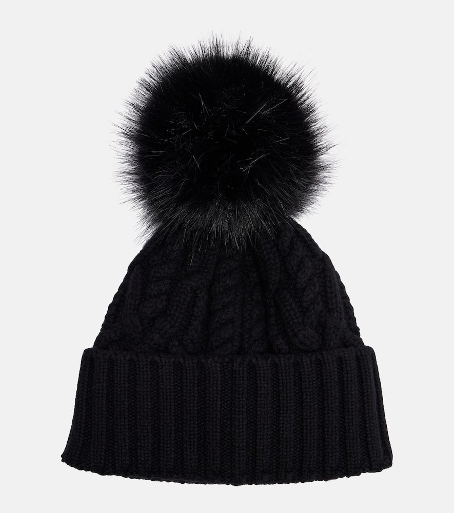 Moncler Cable-knit Cashmere And Wool-blend Beanie In Black