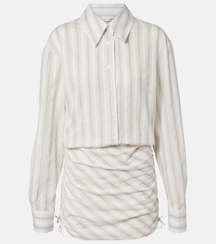 Christopher Esber Ruched striped cotton minidress