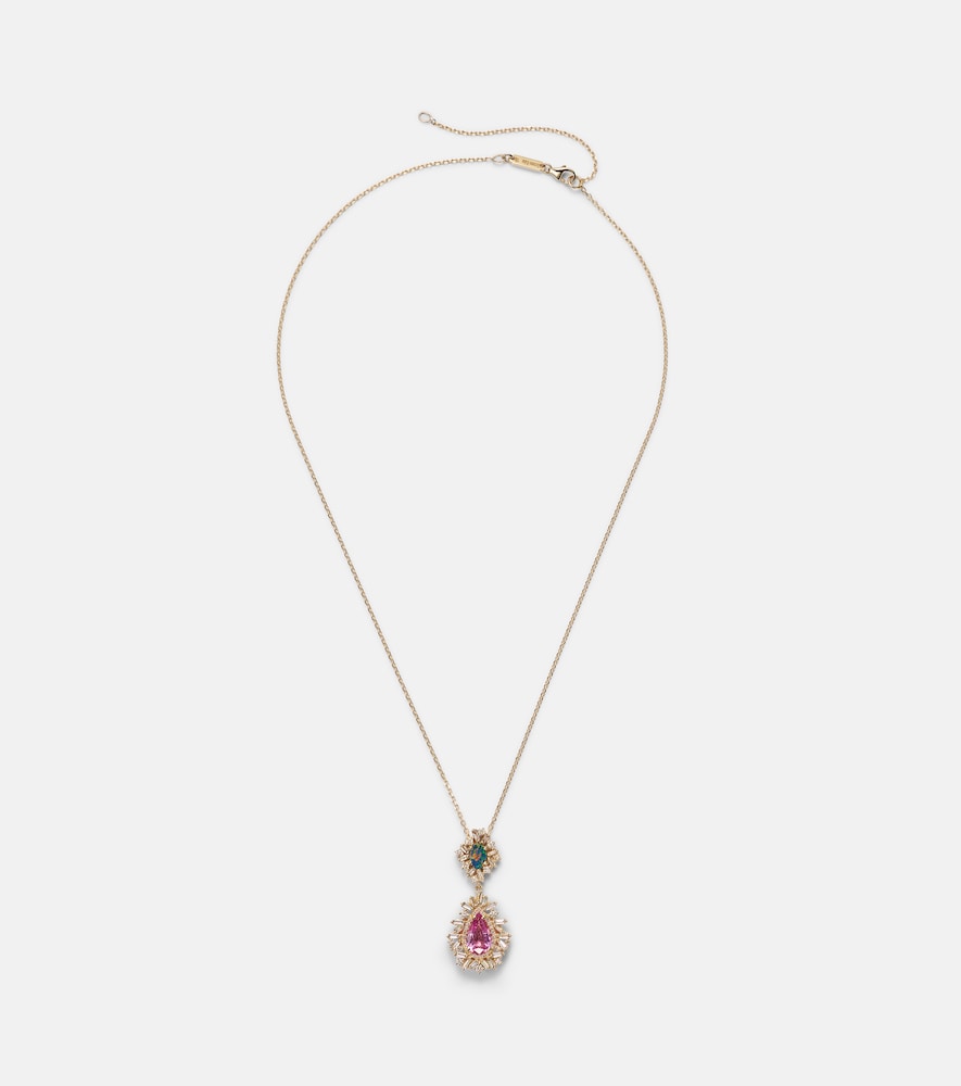 Suzanne Kalan 18kt gold pendant necklace with gemstones