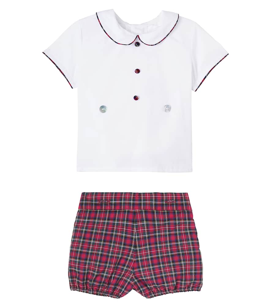 La Coqueta Baby Pablo Set Of Cotton Blouse And Shorts In Multi