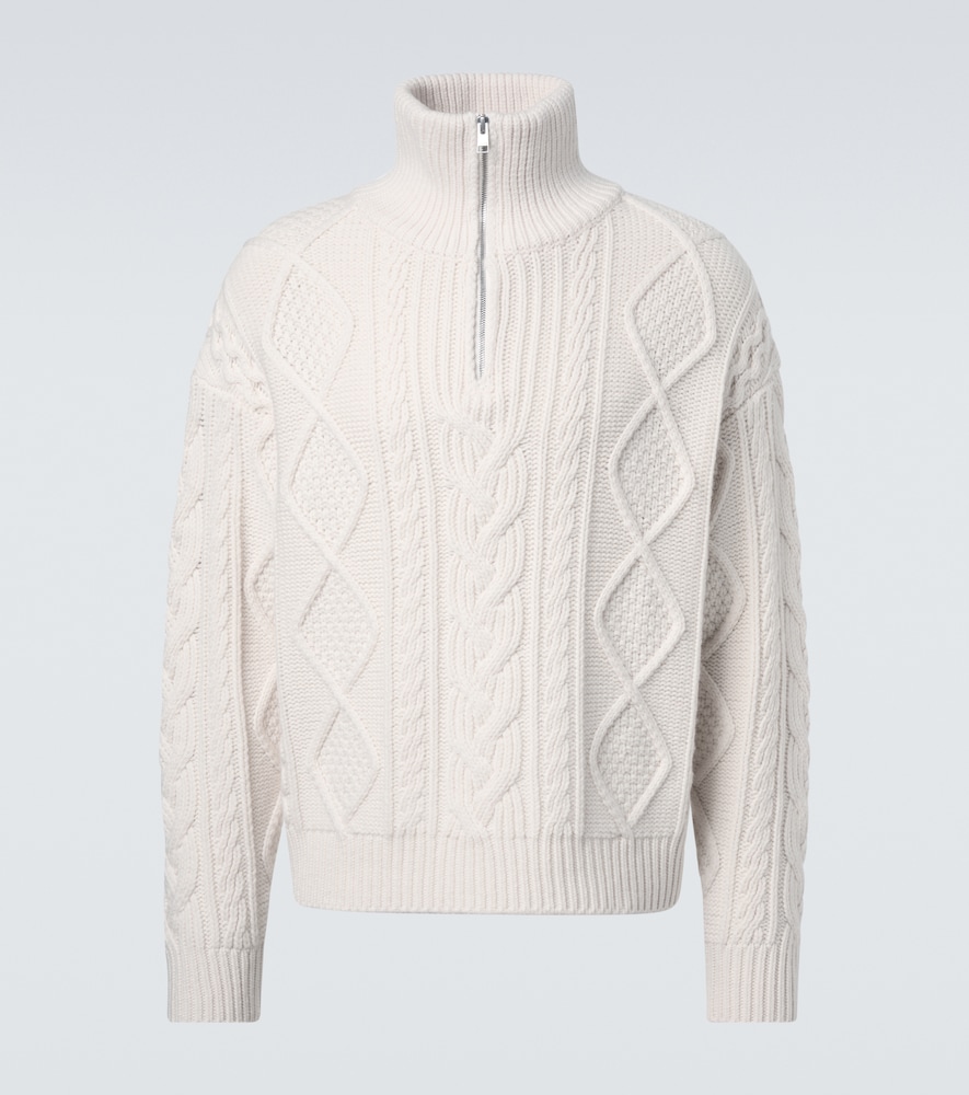 Frame Cable Knit Wool and Cashmere Sweater