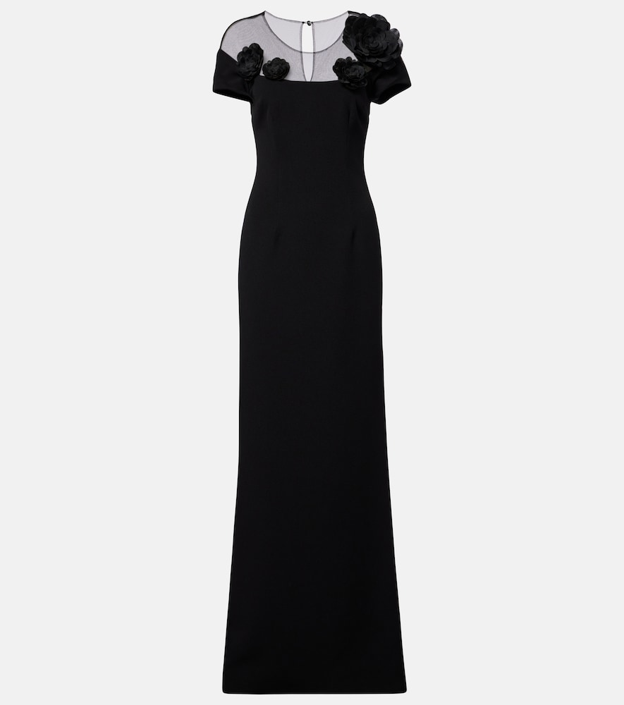Safiyaa Noah floral-appliqué crêpe gown