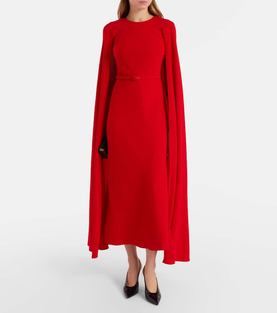 Roland Mouret Caped Cady Gown In Red