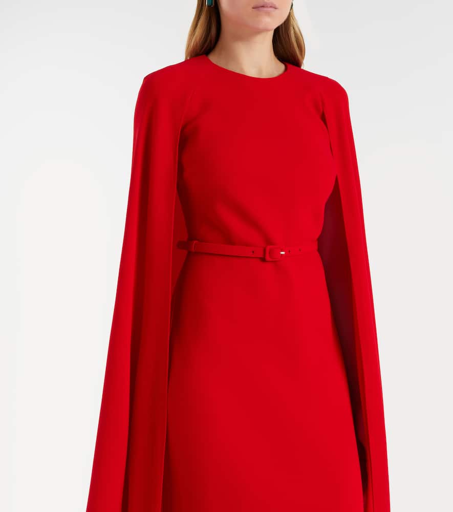 Roland Mouret Caped Cady Gown In Red