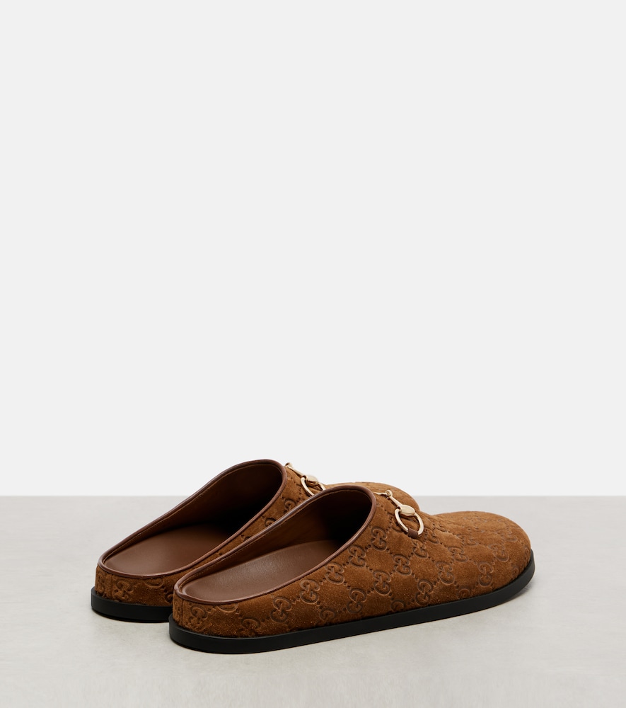  Gucci Gucci Slippers Gg horsebit Aus Veloursleder 