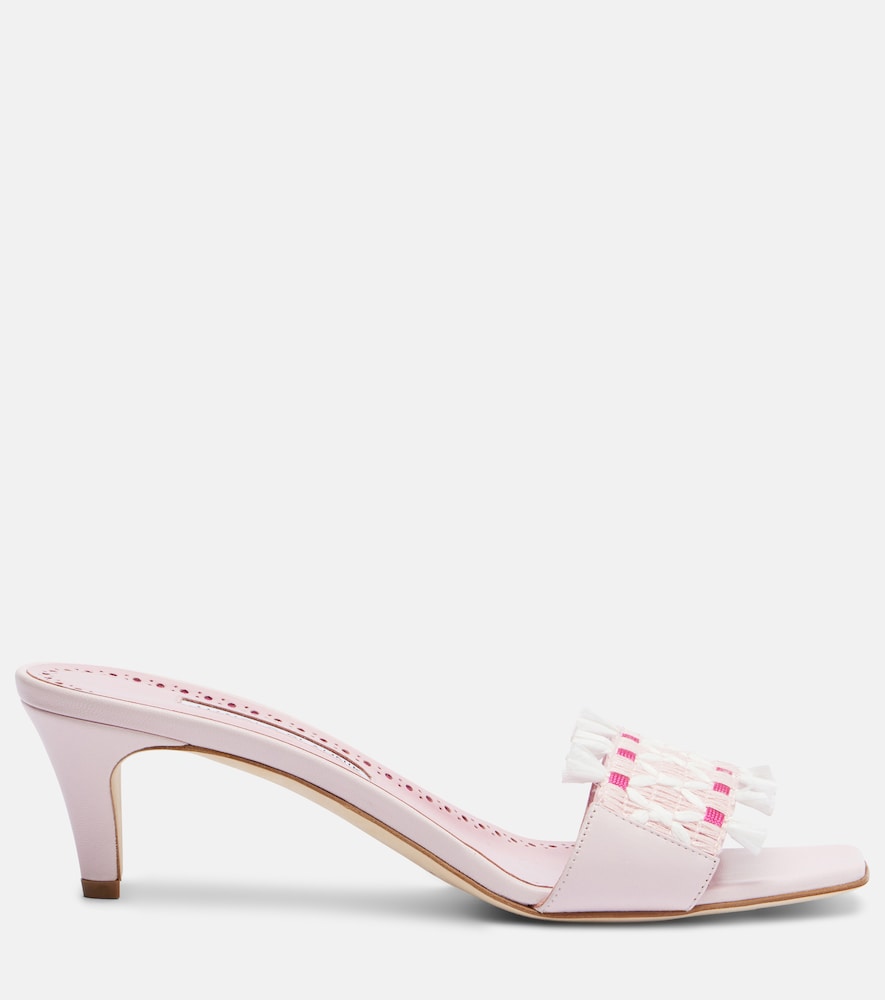  Manolo Blahnik Manolo Blahnik Bestickte Pantoletten More Aus Leder 