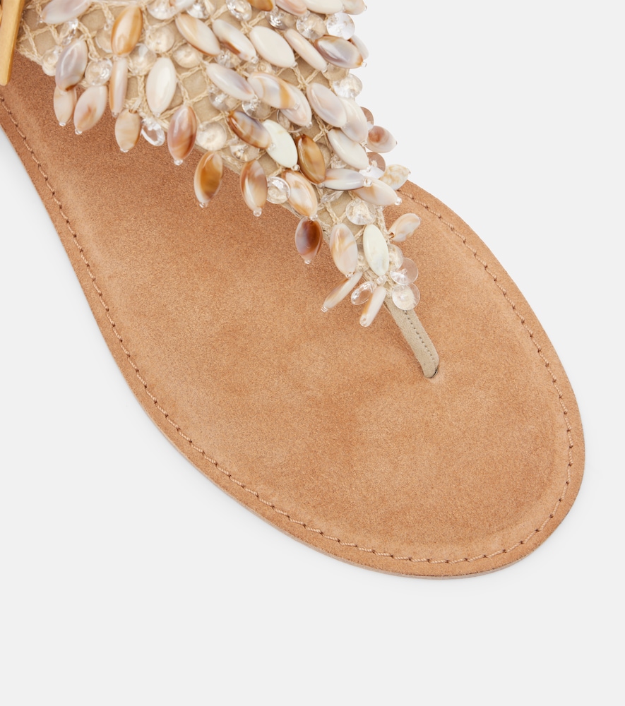  Balmain Balmain Embellished Suede Thong Sandals 