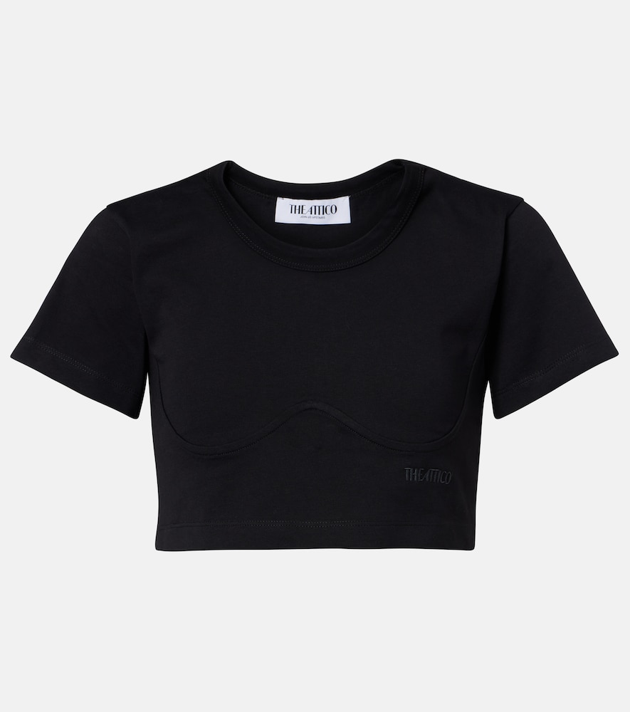 The Attico Women's Black Cropped Cotton Jersey T-Shirt UK Size 10 - Mytheresa