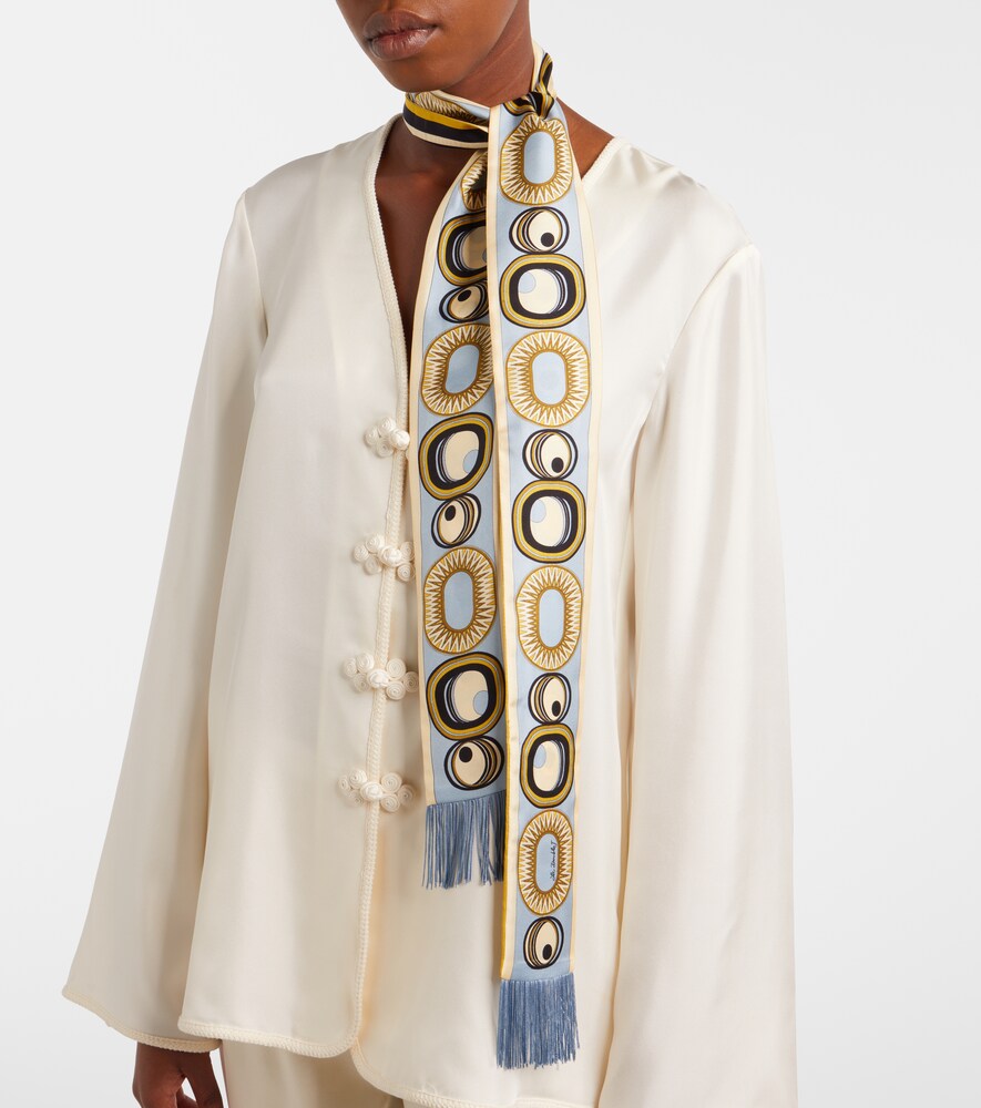 La DoubleJ Fringed printed silk twill scarf