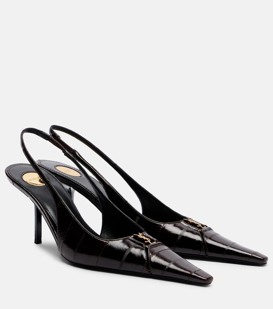 Saint Laurent Babylone Eel Leather Slingback Pumps In Animal Print