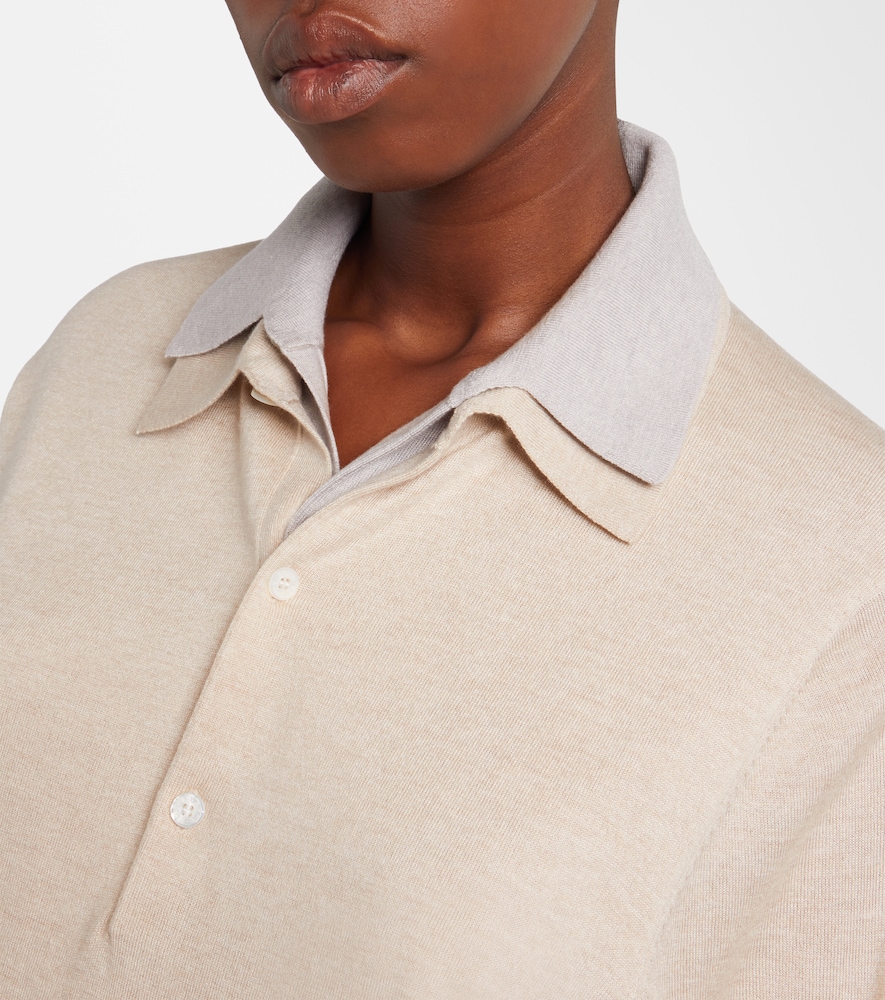 Silk, Wool, And Cashmere Polo Sweater