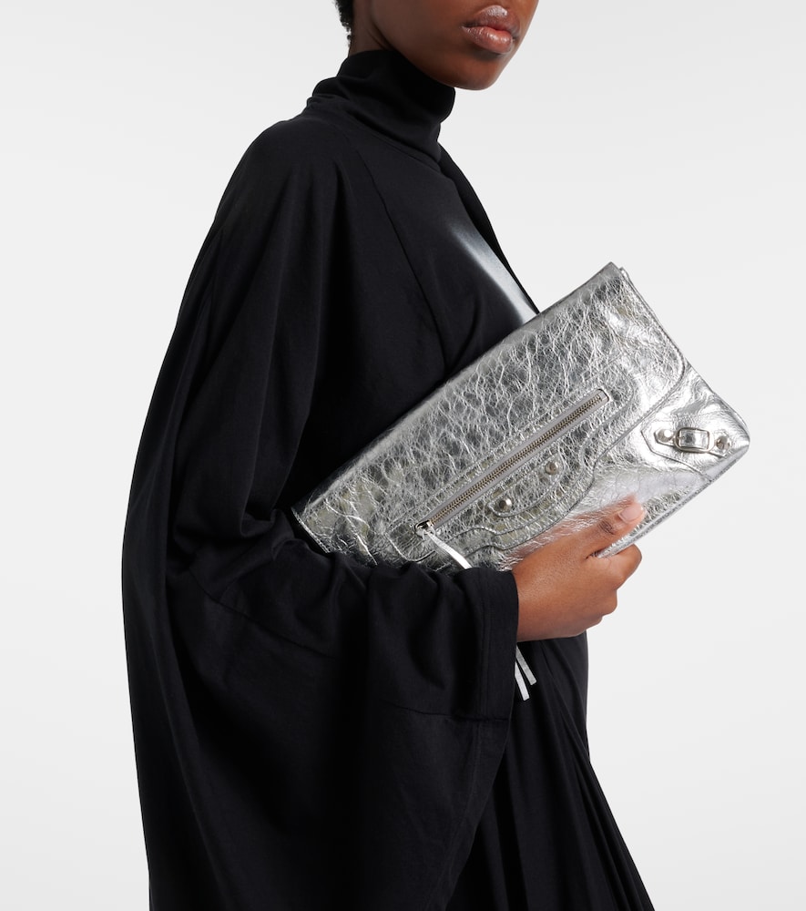 Le City Metallic Leather Clutch