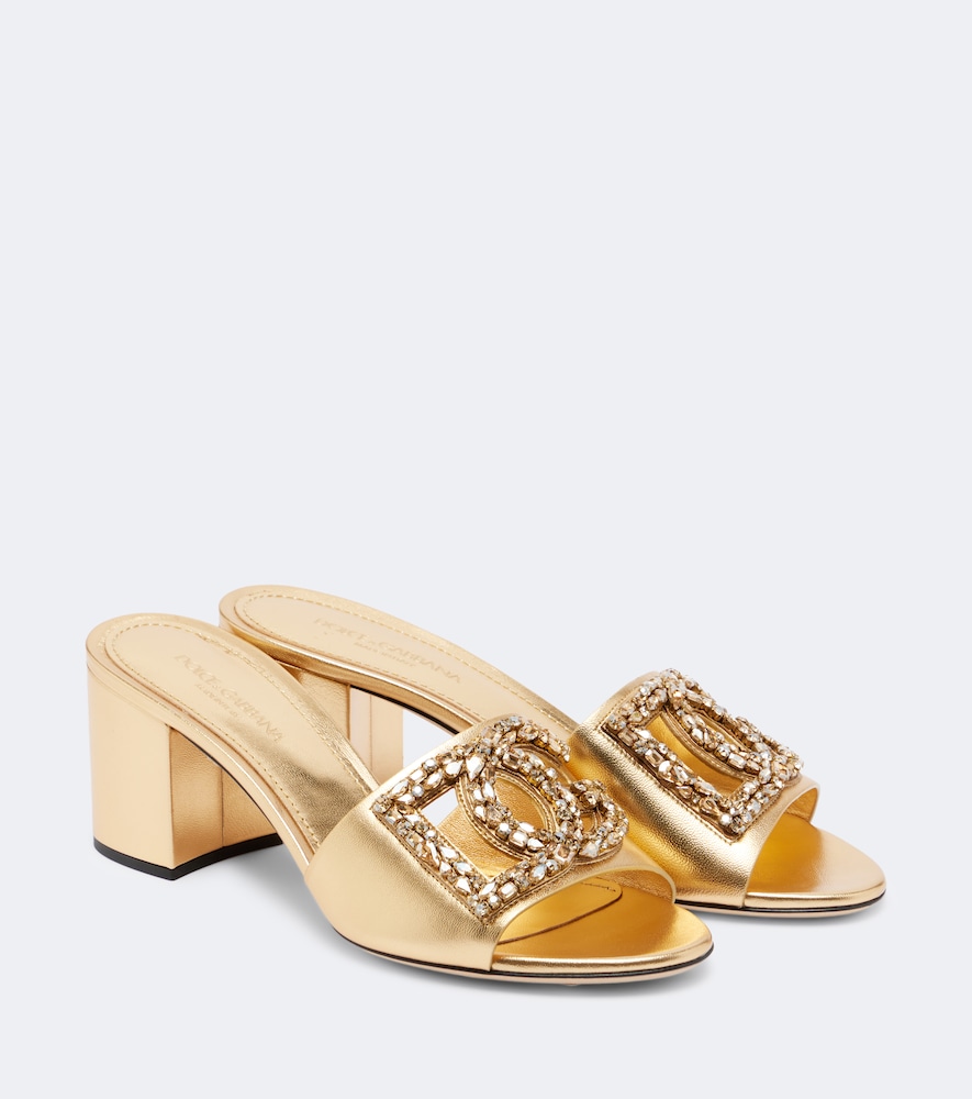 Verzierte Mules DG aus Metallic-Leder
