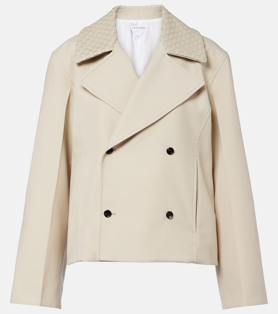 BOTTEGA VENETA Bottega Veneta Intrecciato striped wool and cotton peacoat　ボッテガ ヴェネタ イントレチャート ストライプ ウール/コットン ピーコート