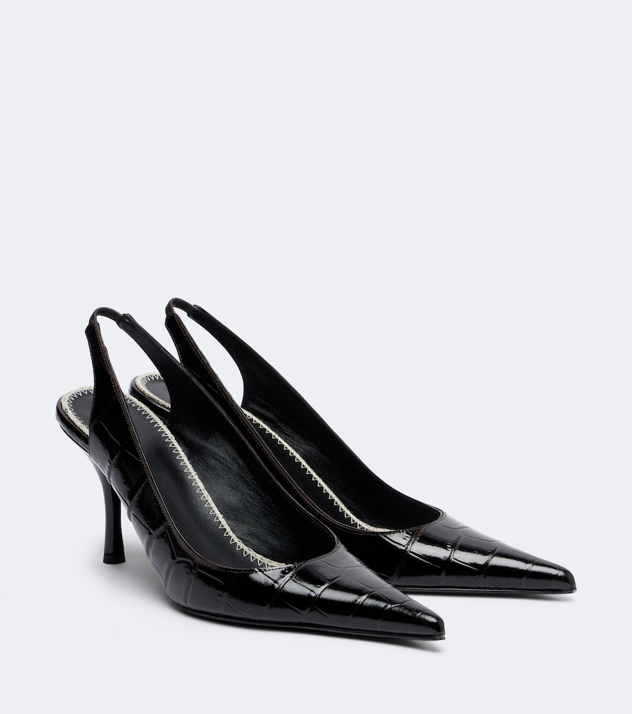 Pumps slingback in pelle effetto coccodrillo