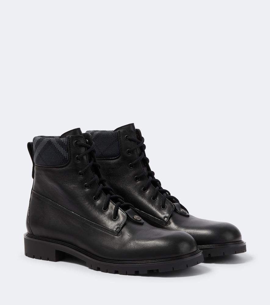 Schnürstiefel  Check aus Leder