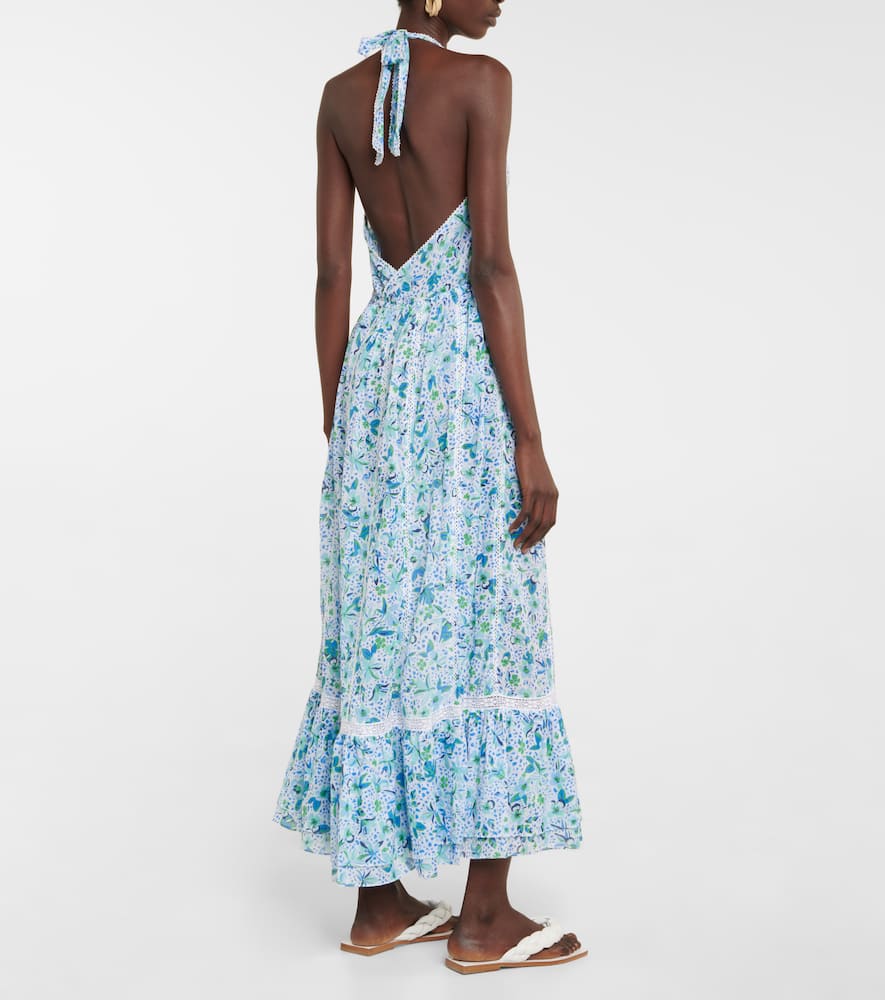Poupette St Barth Carine Floral Cotton Maxi Dress In Blue Monaco