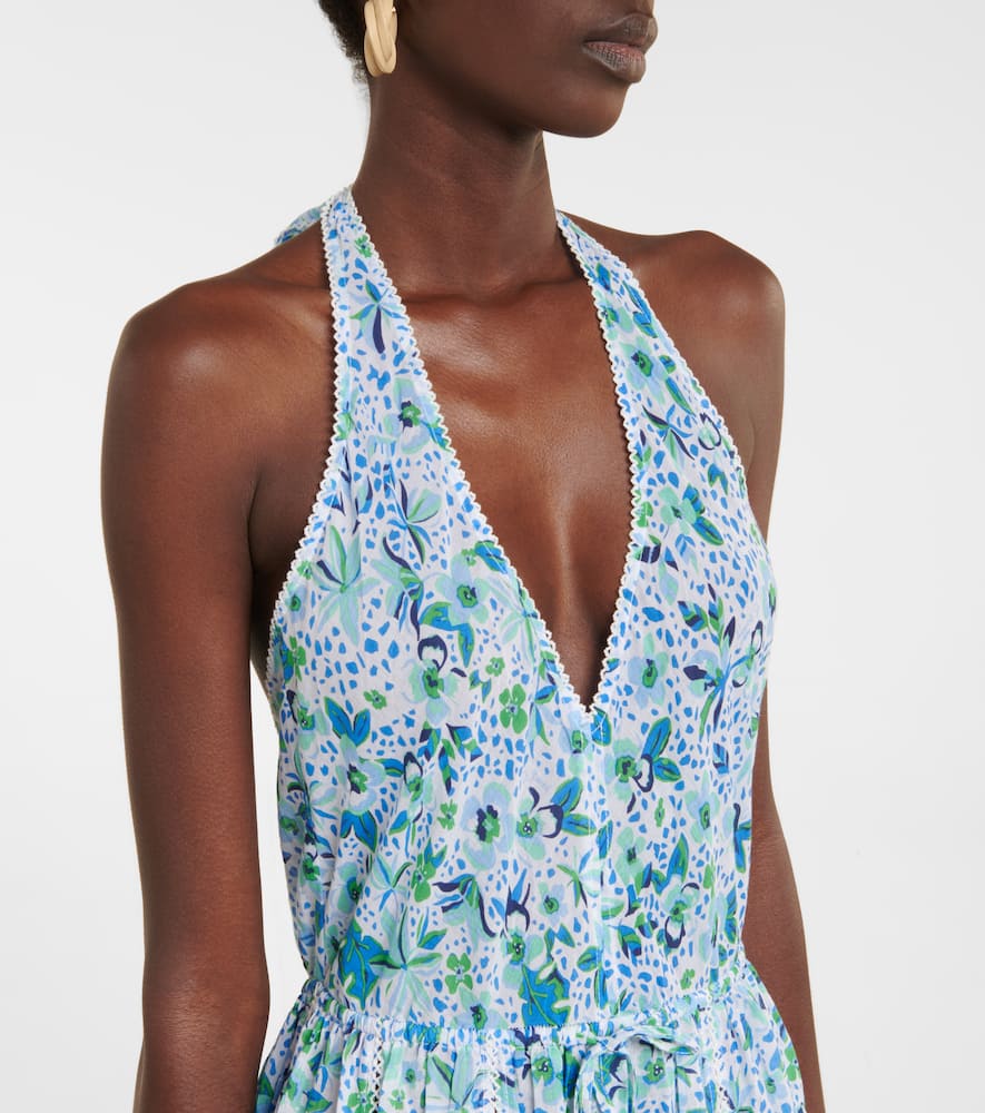 Poupette St Barth Carine Floral Cotton Maxi Dress In Blue Monaco