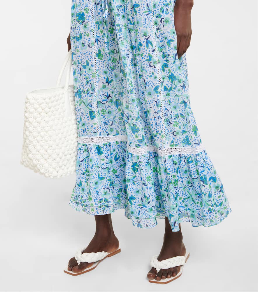 Poupette St Barth Carine Floral Cotton Maxi Dress In Blue Monaco