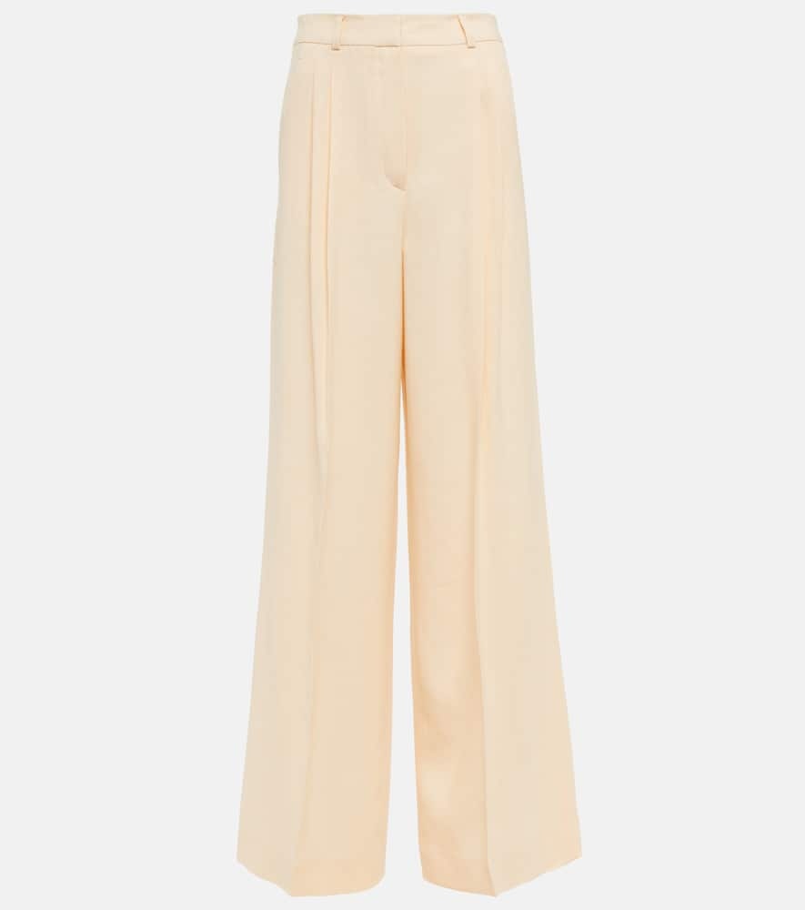 Shop Loro Piana Nyack Wide-leg Linen And Wool Pants In Pink