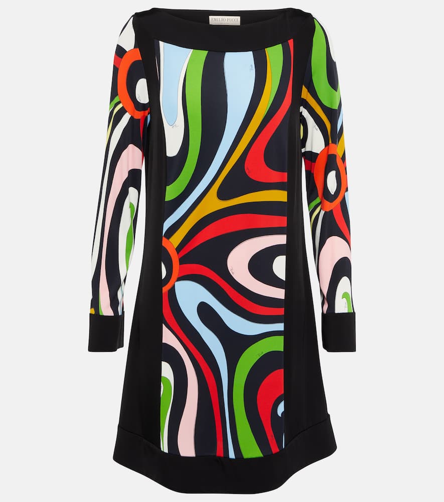 Pucci Bedrucktes Minikleid Aus Jersey In Nero/rosso