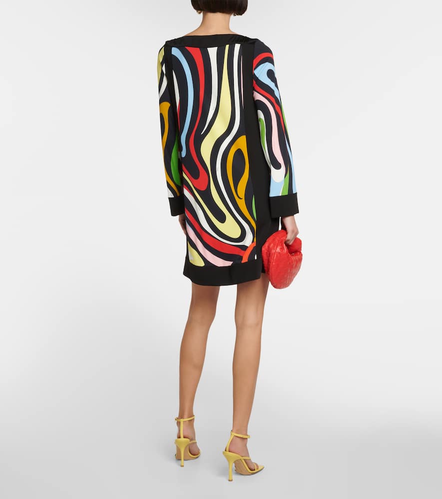 Pucci Bedrucktes Minikleid Aus Jersey In Nero/rosso
