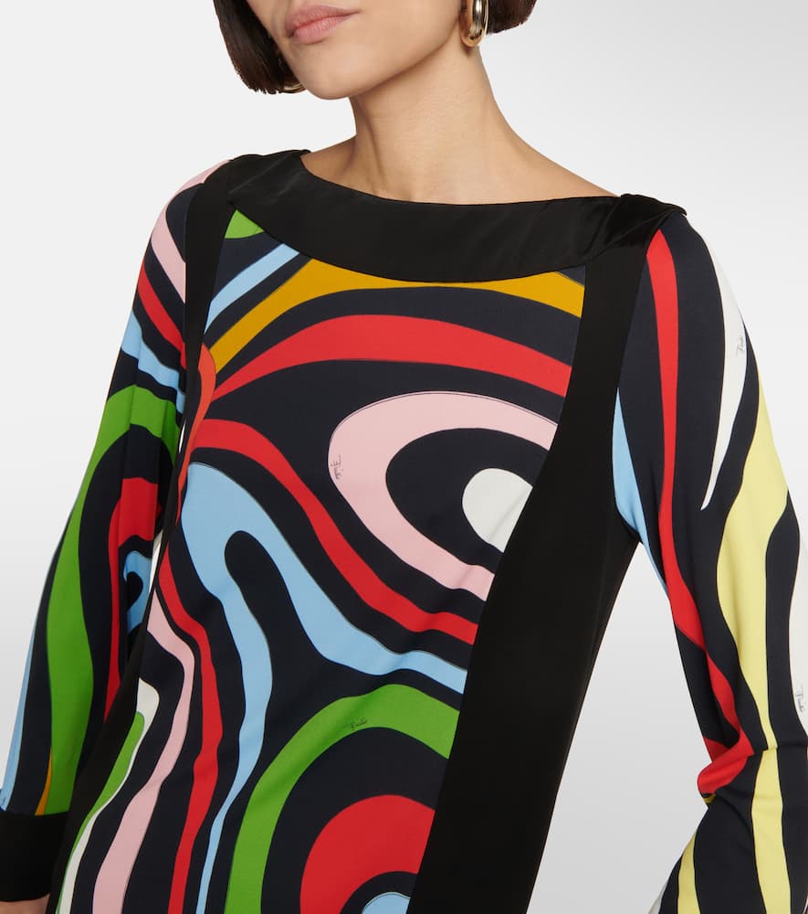 Pucci Bedrucktes Minikleid Aus Jersey In Nero/rosso