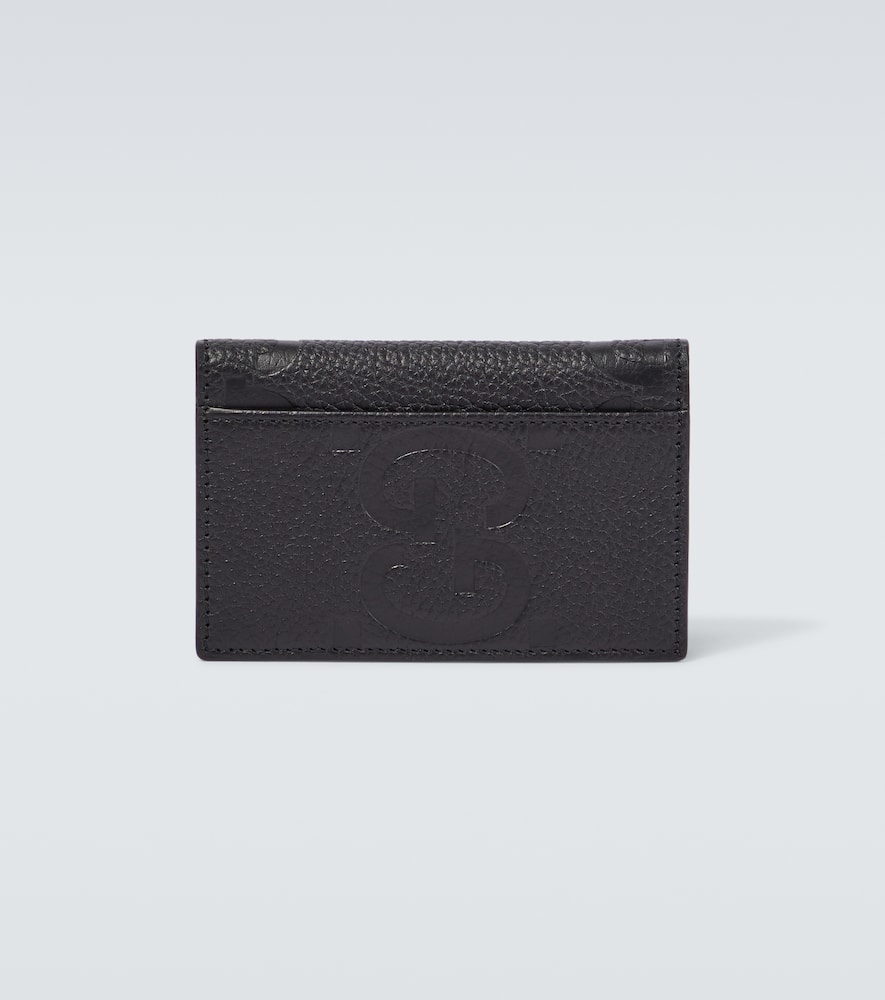 Shop Gucci Jumbo Gg Leather Card Case In Black