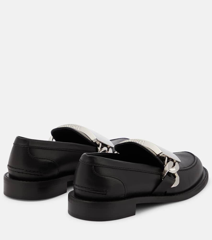 Shop Jw Anderson Gourmet Chain Leather Loafers In Black