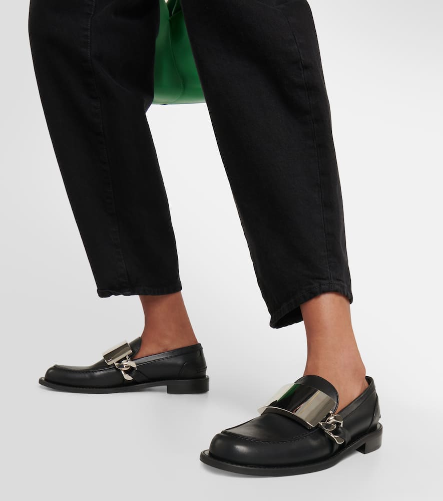 Shop Jw Anderson Gourmet Chain Leather Loafers In Black