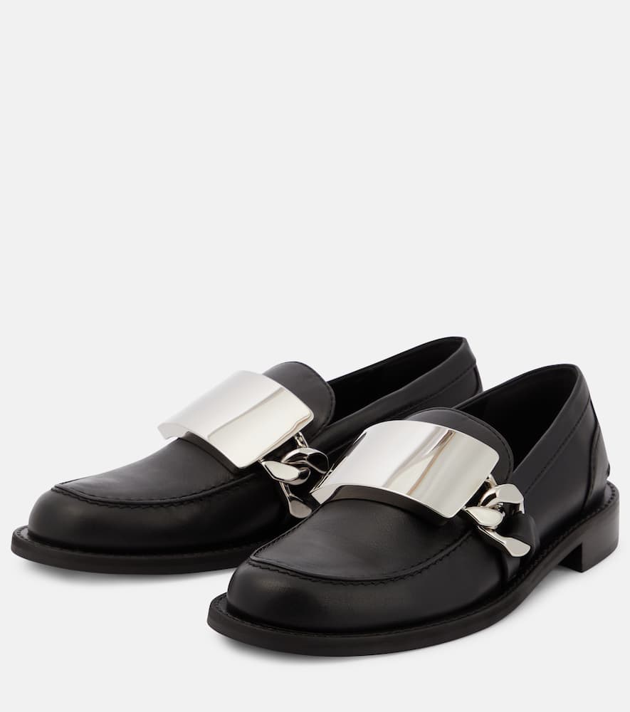 Shop Jw Anderson Gourmet Chain Leather Loafers In Black