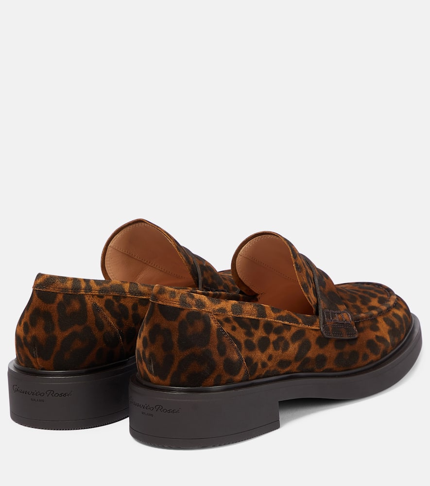 Shop Gianvito Rossi Harris Leopard-print Suede Loafers In Brown