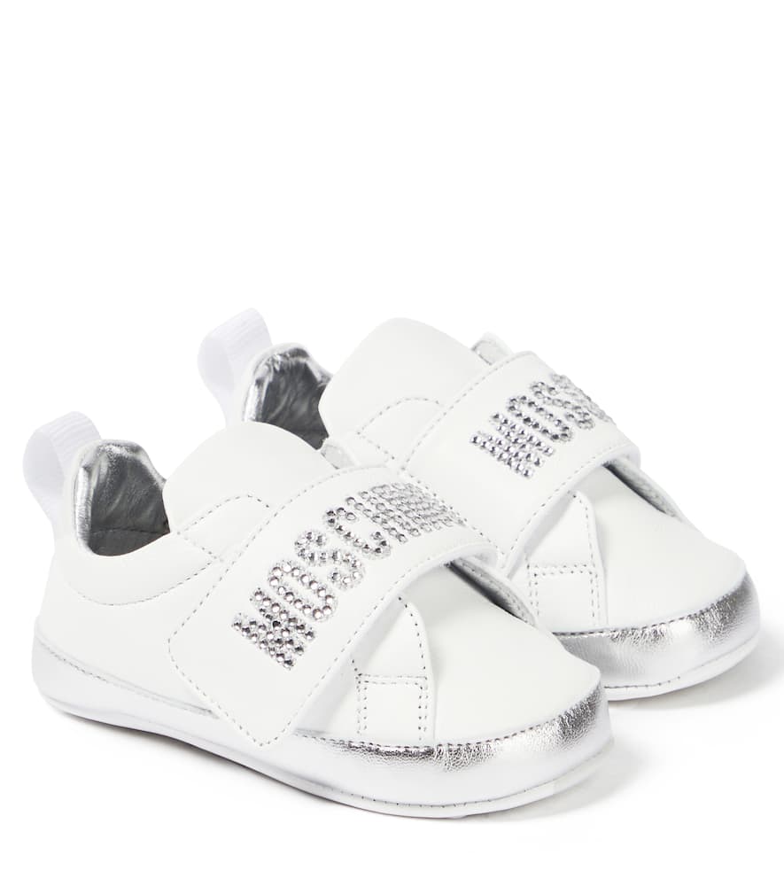 Moschino Kids Baby logo leather sneakers