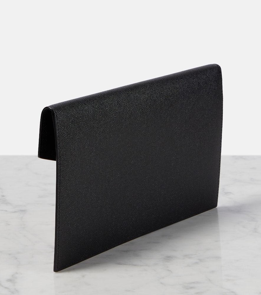 Saint Laurent Leather Uptown Clutch Bag In Black