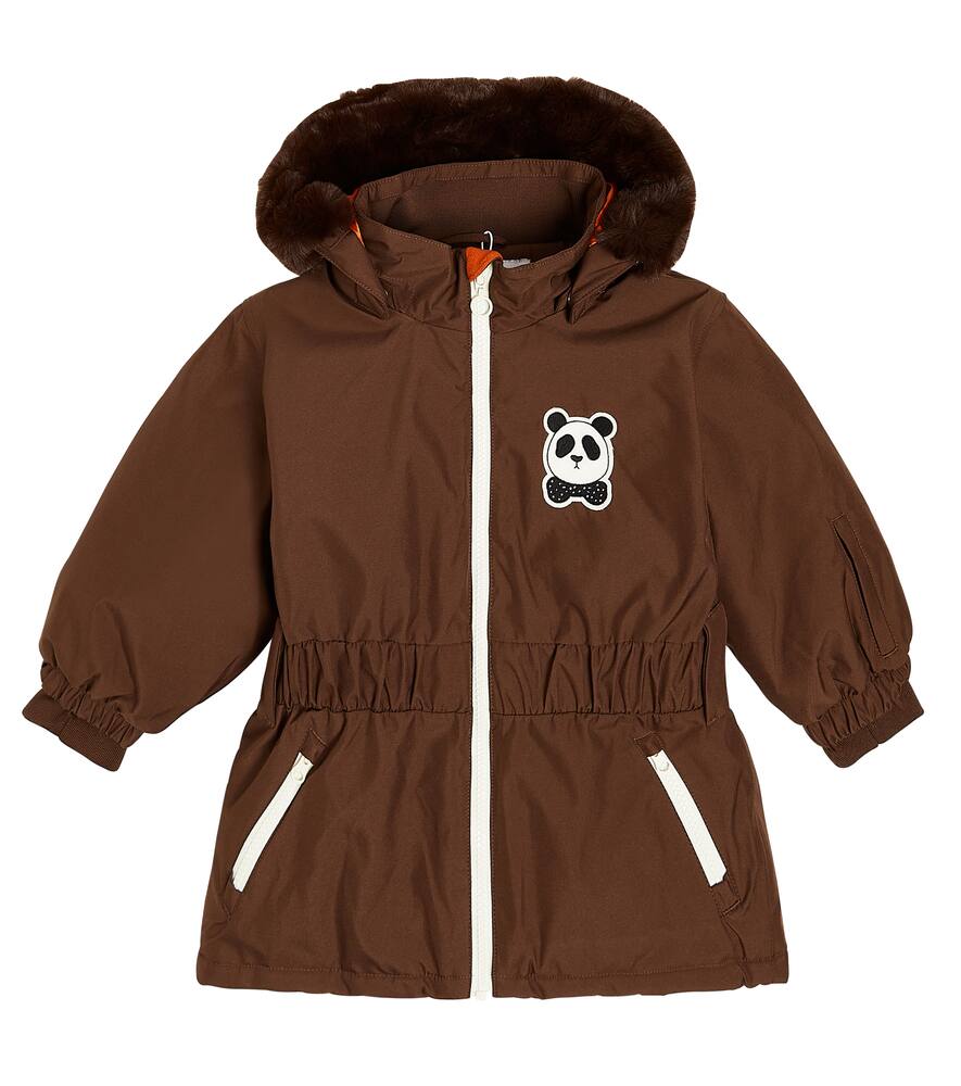 Mini Rodini Panda faux fur-trimmed ski jacket