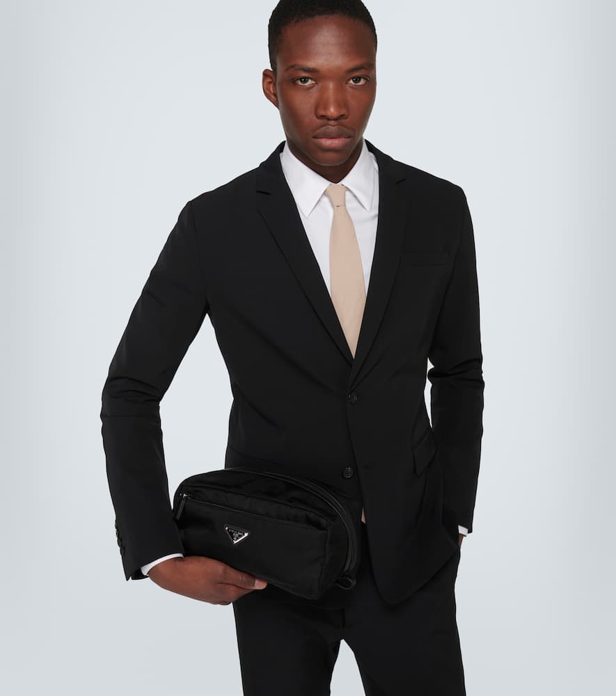 Prada Re-nylon Leather-trimmed Toiletry Bag In Black