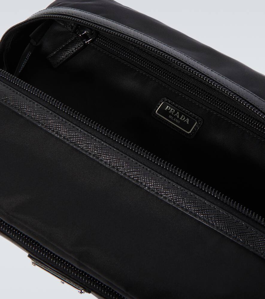 Prada Re-nylon Leather-trimmed Toiletry Bag In Black