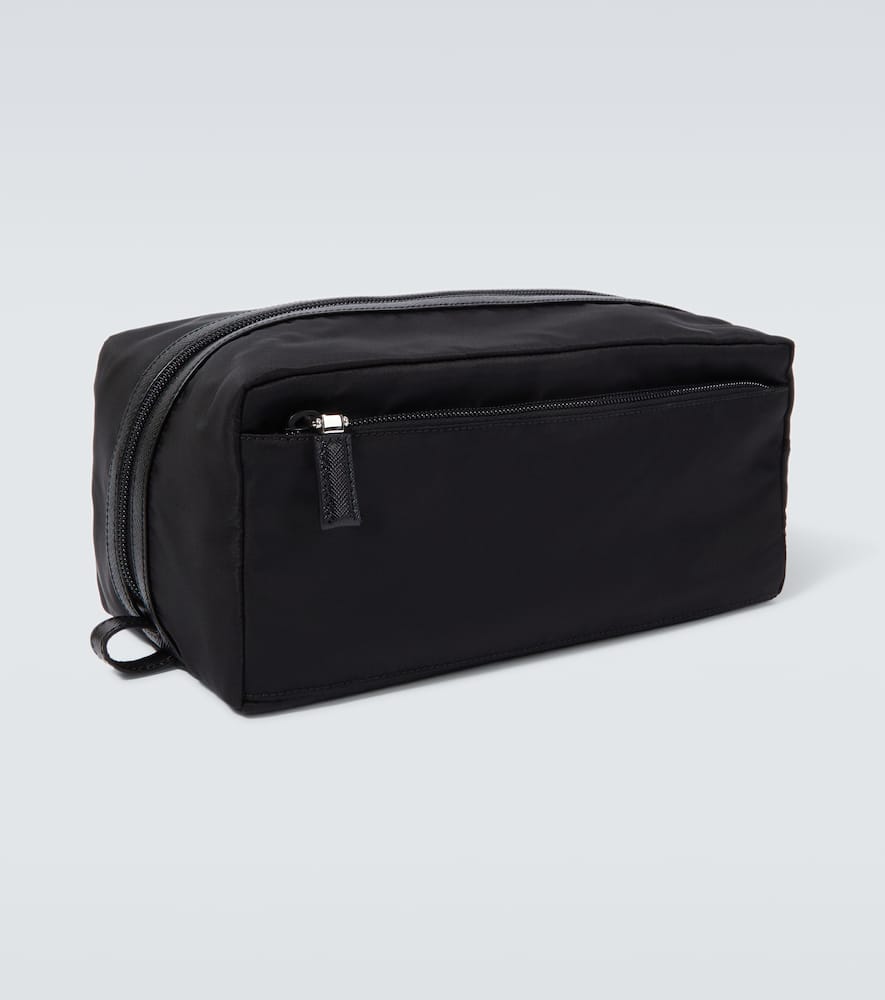 Prada Re-nylon Leather-trimmed Toiletry Bag In Black