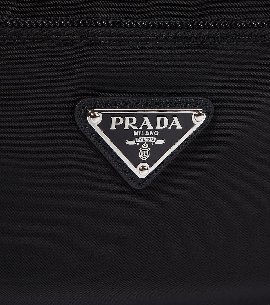 Prada Re-nylon Leather-trimmed Toiletry Bag In Black