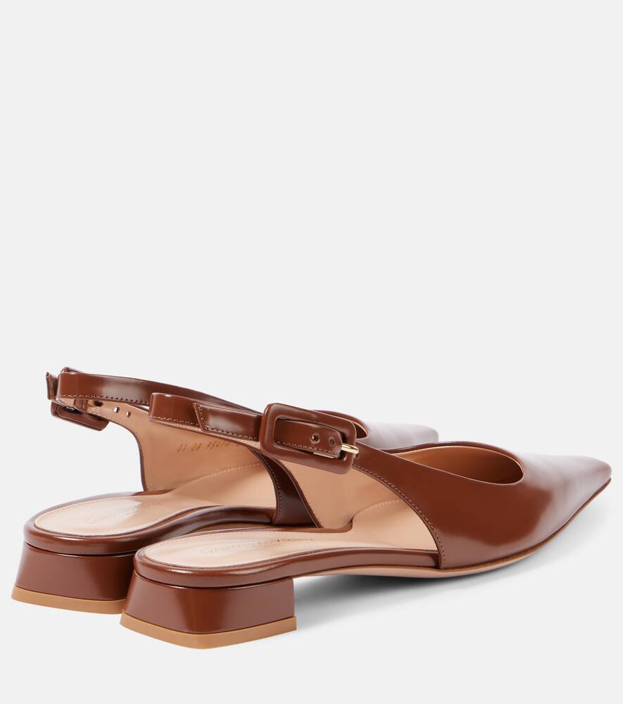 Gianvito Rossi Patent Leather Slingback Flats In Brown