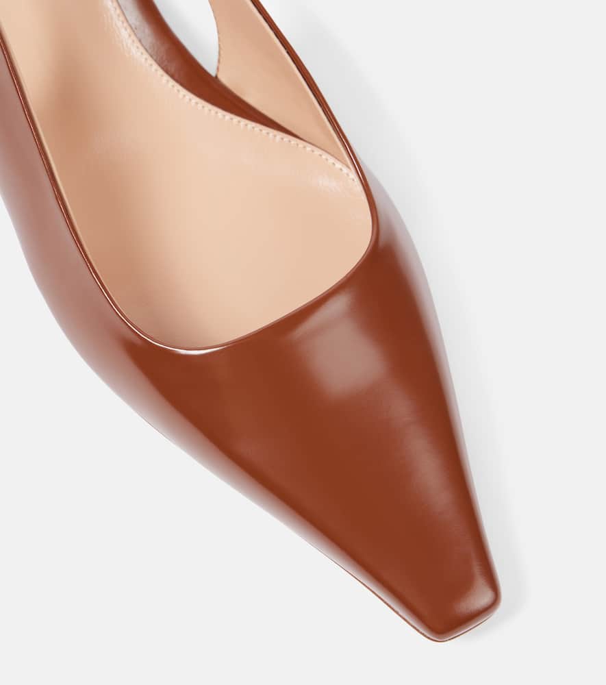Gianvito Rossi Patent Leather Slingback Flats In Brown