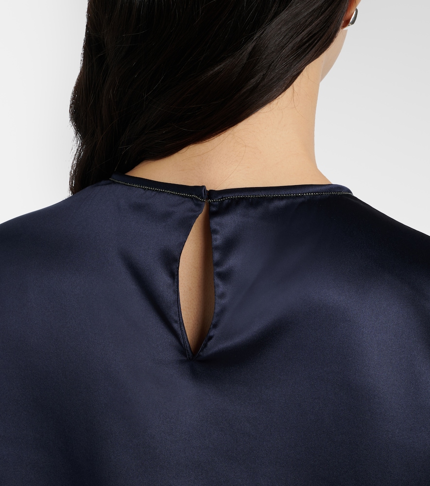 Brunello Cucinelli Silk-blend T-shirt In Blue