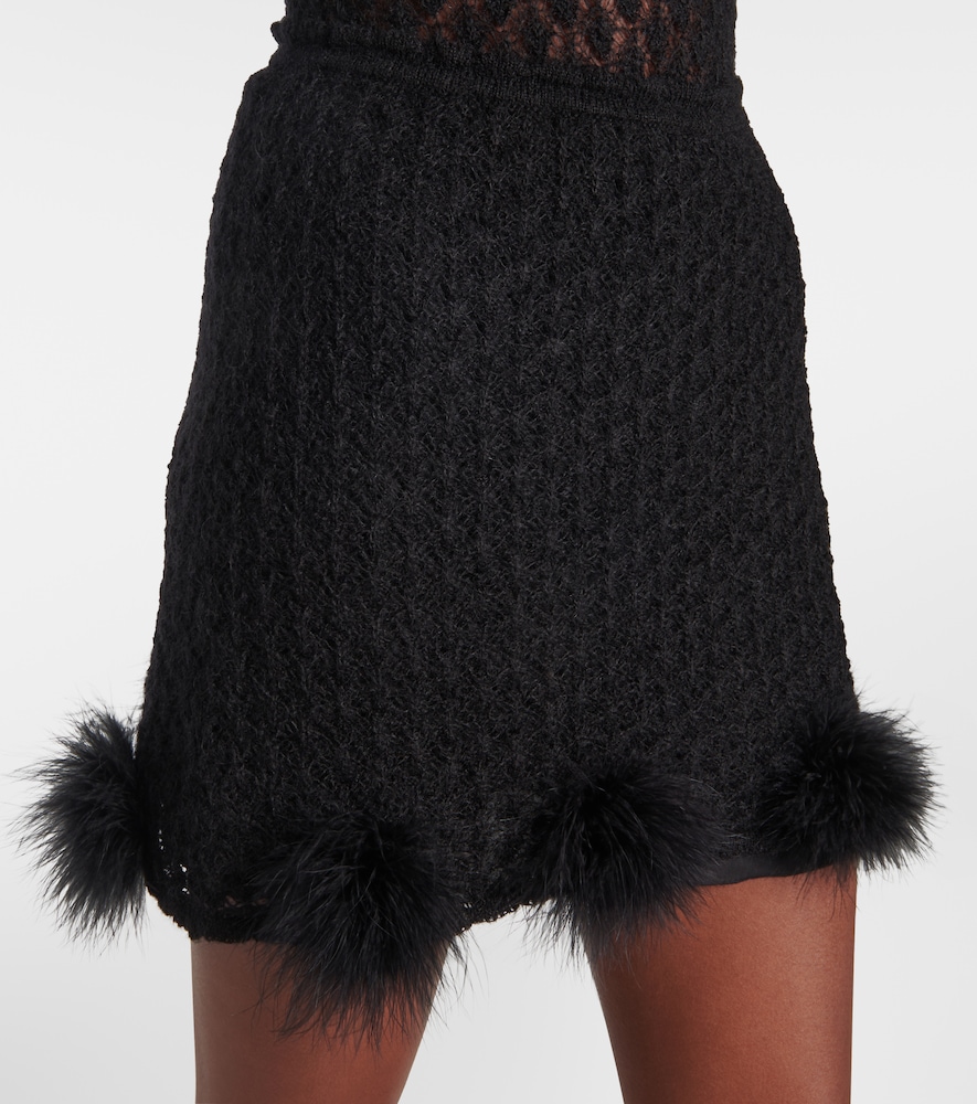  Blumarine Blumarine Feather-trimmed Knitted Miniskirt 