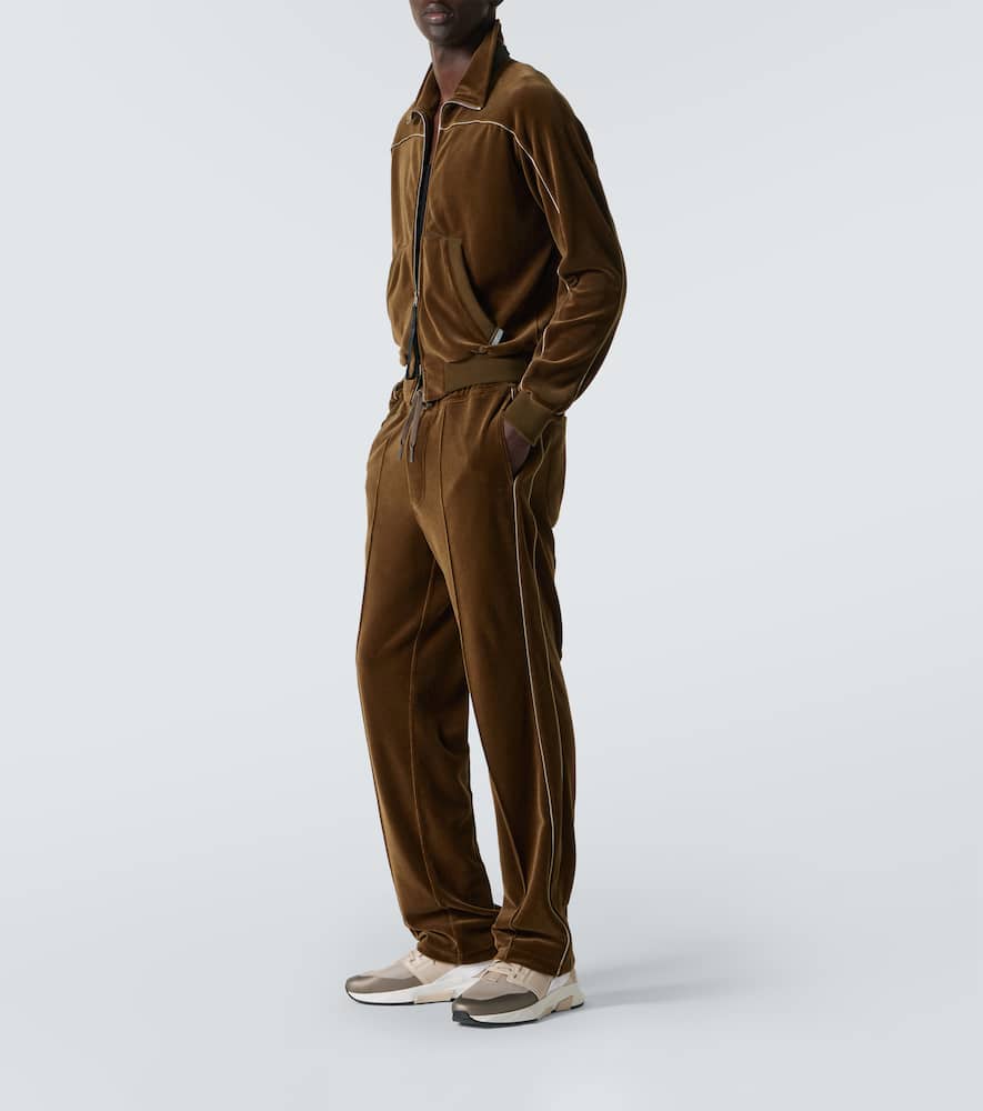 Tom Ford Cotton-blend Velvet Track Jacket In Olive Green