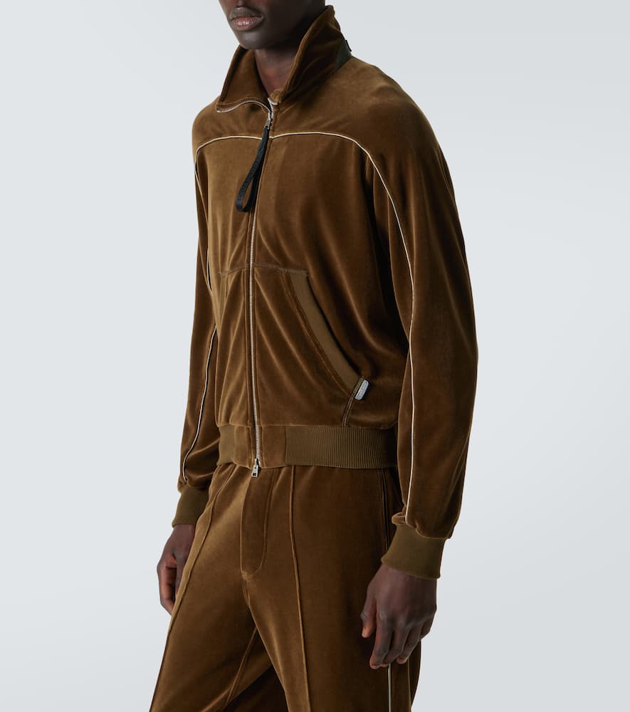 Tom Ford Cotton-blend Velvet Track Jacket In Olive Green