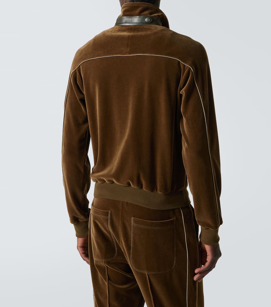 Tom Ford Cotton-blend Velvet Track Jacket In Olive Green