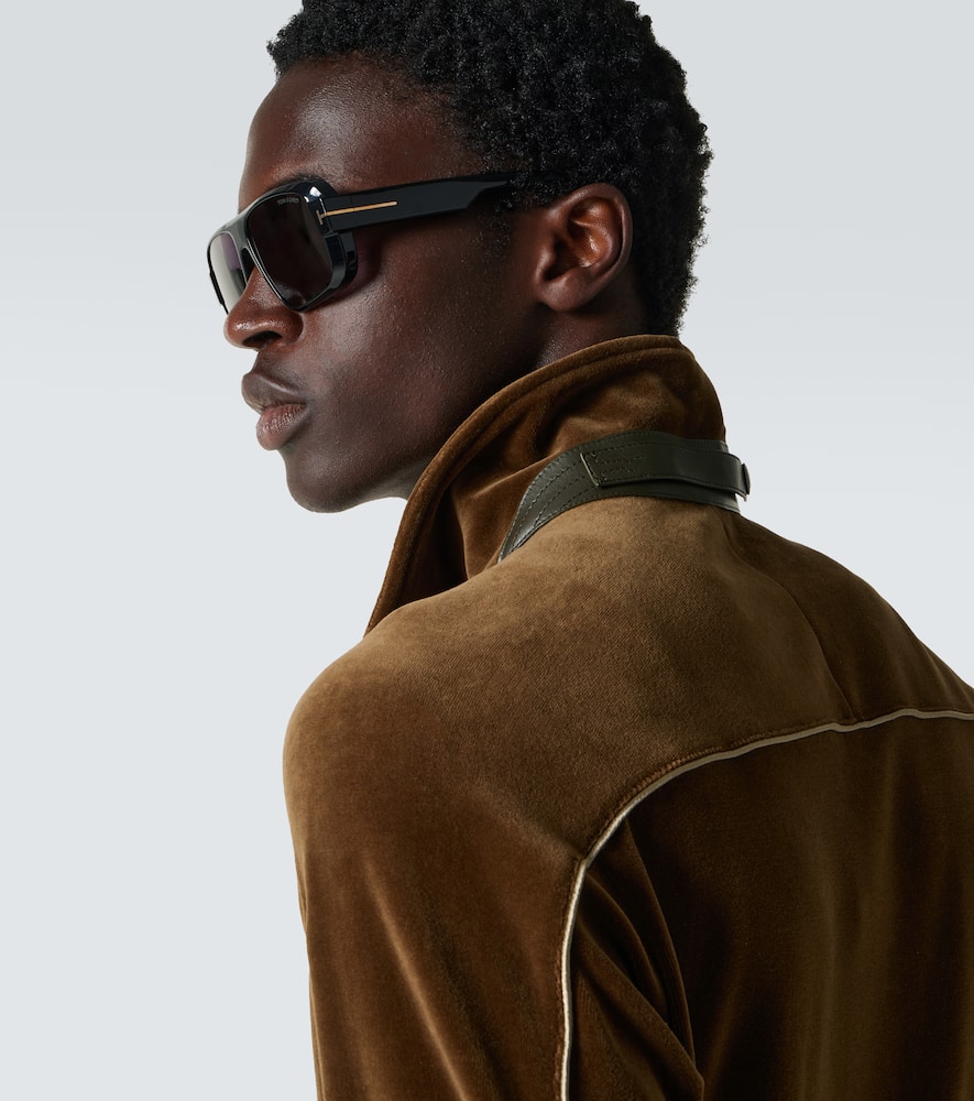 Tom Ford Cotton-blend Velvet Track Jacket In Olive Green