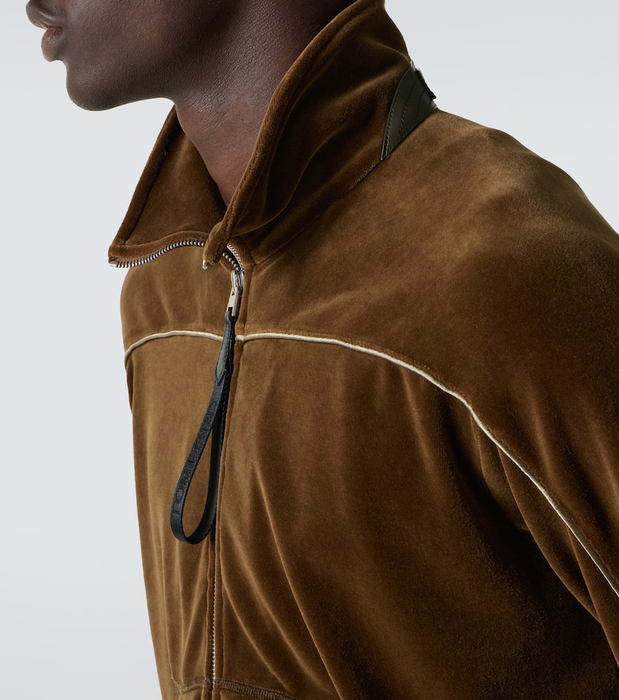 Tom Ford Cotton-blend Velvet Track Jacket In Olive Green