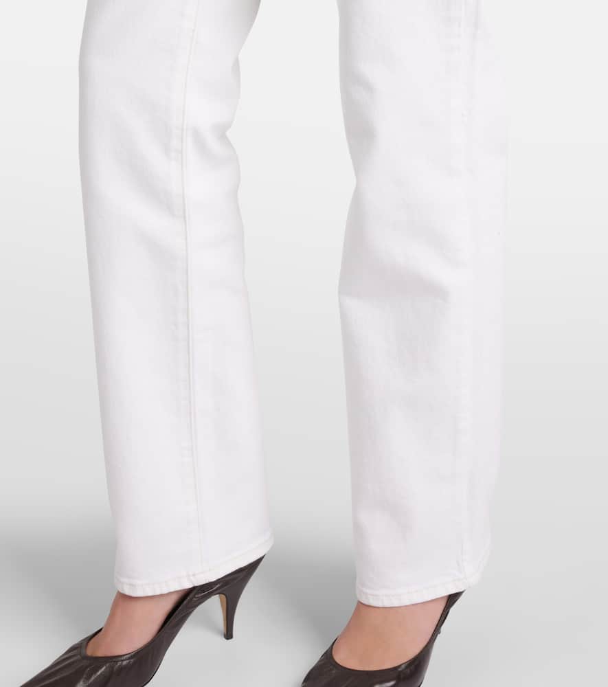 Shop Frame The Ruler High-rise Straight Jeans In White